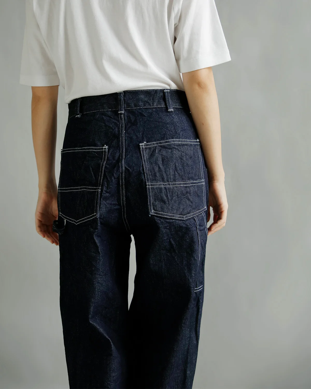 TOUJOURS Classic Painter Pants 白ステッチのデニムディテール