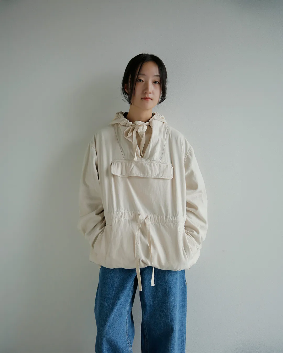 MASU MASU コットンネル起毛 フレンチ アノラックパーカーの着用イメージ