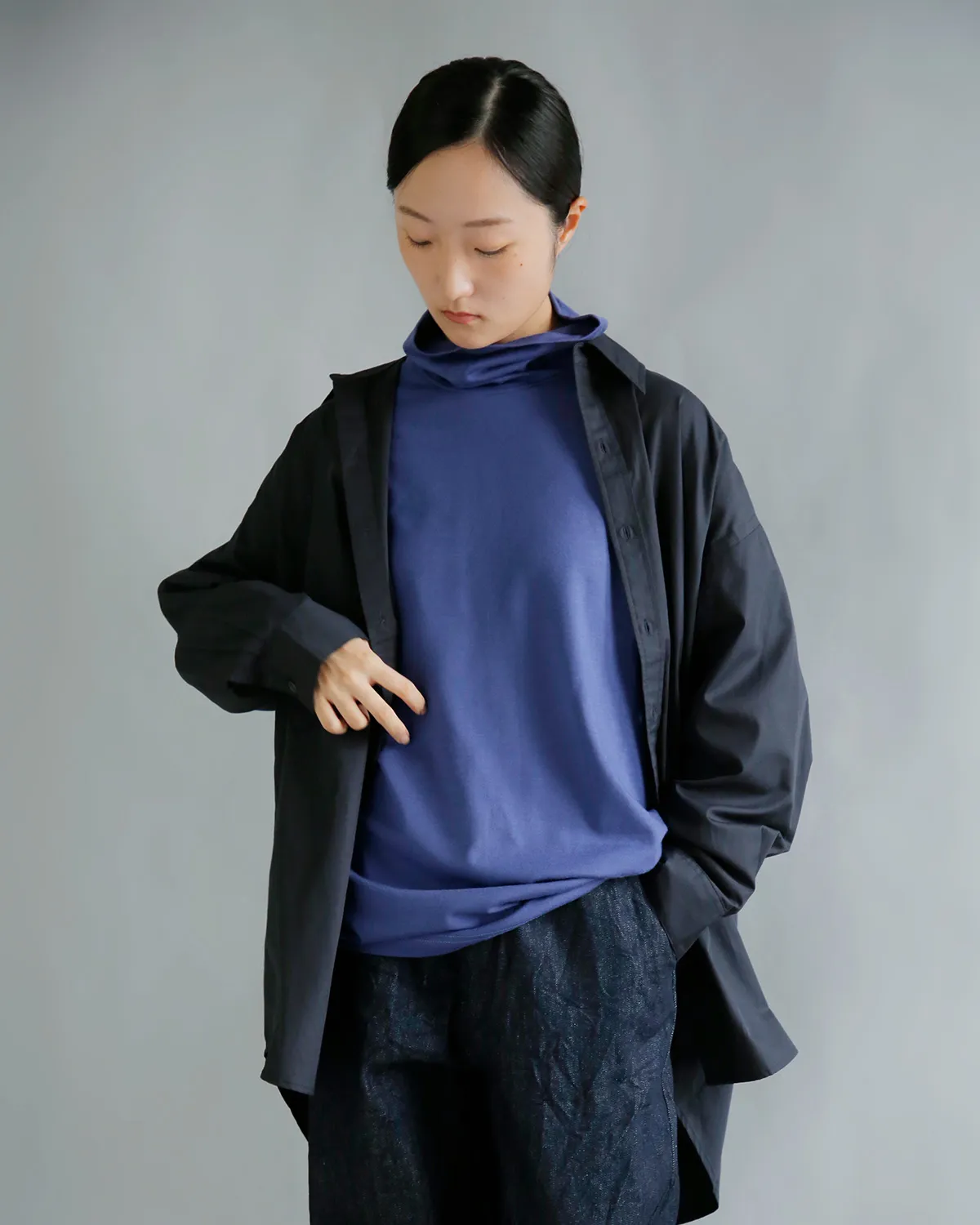 MASU MASU SUPER100s ウールTシャツの着用イメージ
