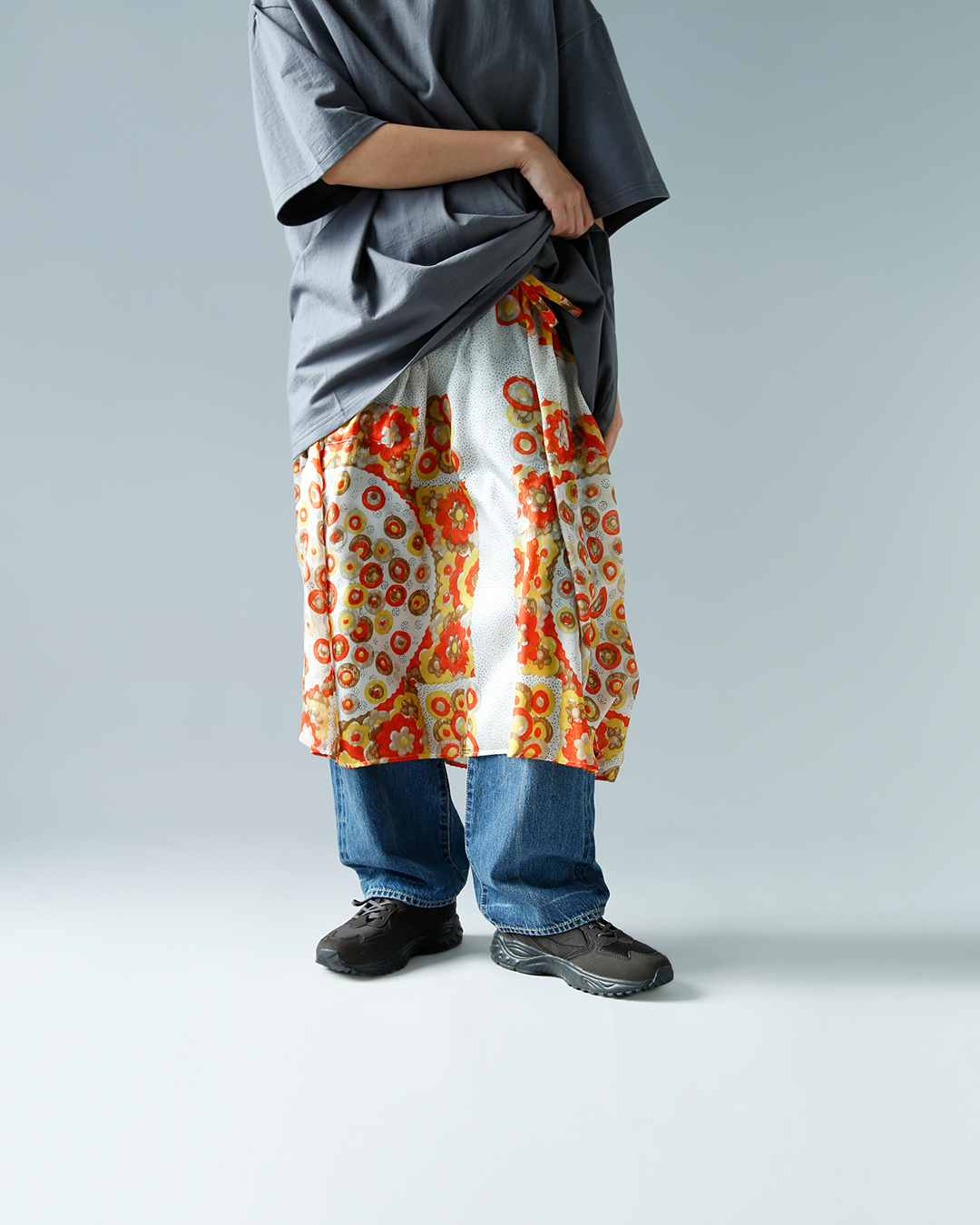 R & D.M.Co-(I[h}Ye[[) VN Be[W t[ XgO XJ[g gVINTAGE FLOWER STRING SKIRTh 7287