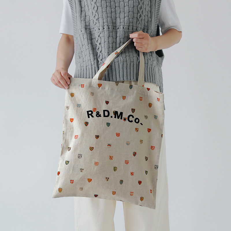 R & D.M.Co- I[h}Ye[[  Rbg l R[gIuA[Y g[g obO gCOTTON LINEN COAT OF ARMS TOTE BAGh 7498  