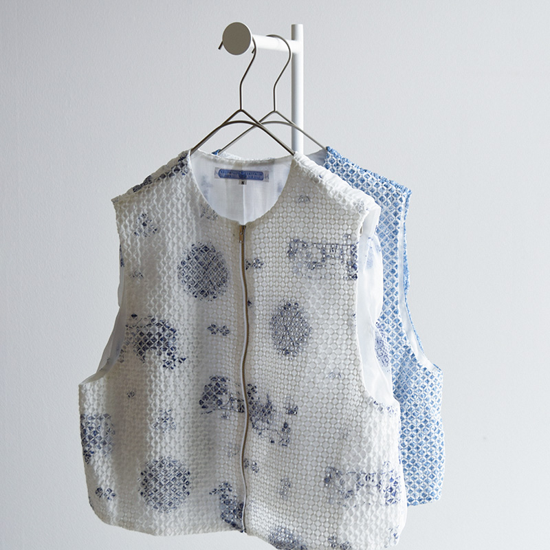 R & D.M.Co- I[h}Ye[[  gX R[`OXeb` V[O xXg gTRELLIS COUCHING STITCH SHIRRING VESTh 7441 2025awV 