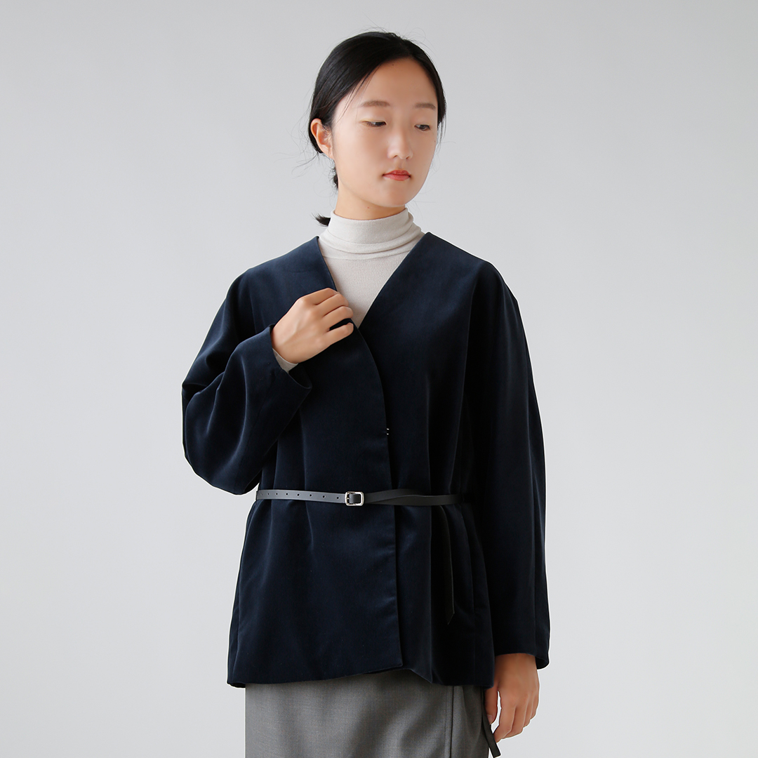 TENNE HANDCRAFTED MODERN enhNtebh_  U[xgt xxbg m[J[ WPbg gvelvet no collar jacketh 0031-same2  yTCYEJ[񖳗z