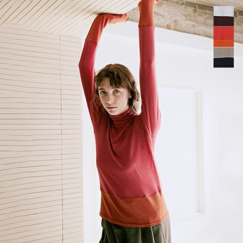 whyto zCg  JV~ VN J[ ubN ^[g jbg vI[o[ gcashmere silk color block turtleh wht25fcs4007-mn