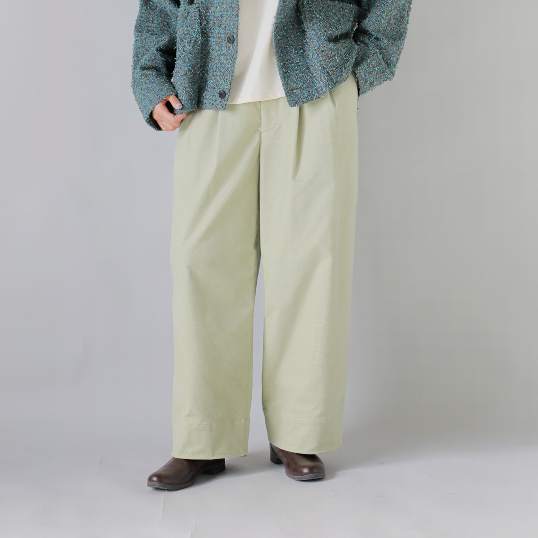 Dulcamara  モールスキン シンプル 2タック ワイド パンツ
