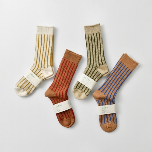 yahae sui スイ オーガニックコットン モヘア ストライプ ソックス 靴下