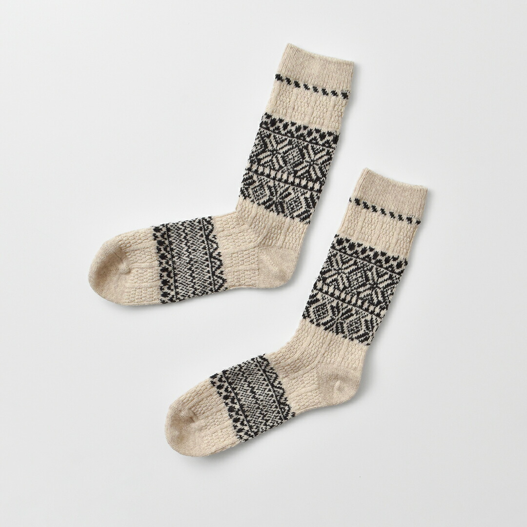 yahae sui スイ ウール オーガニックコットン スノー パターン ソックス 靴下