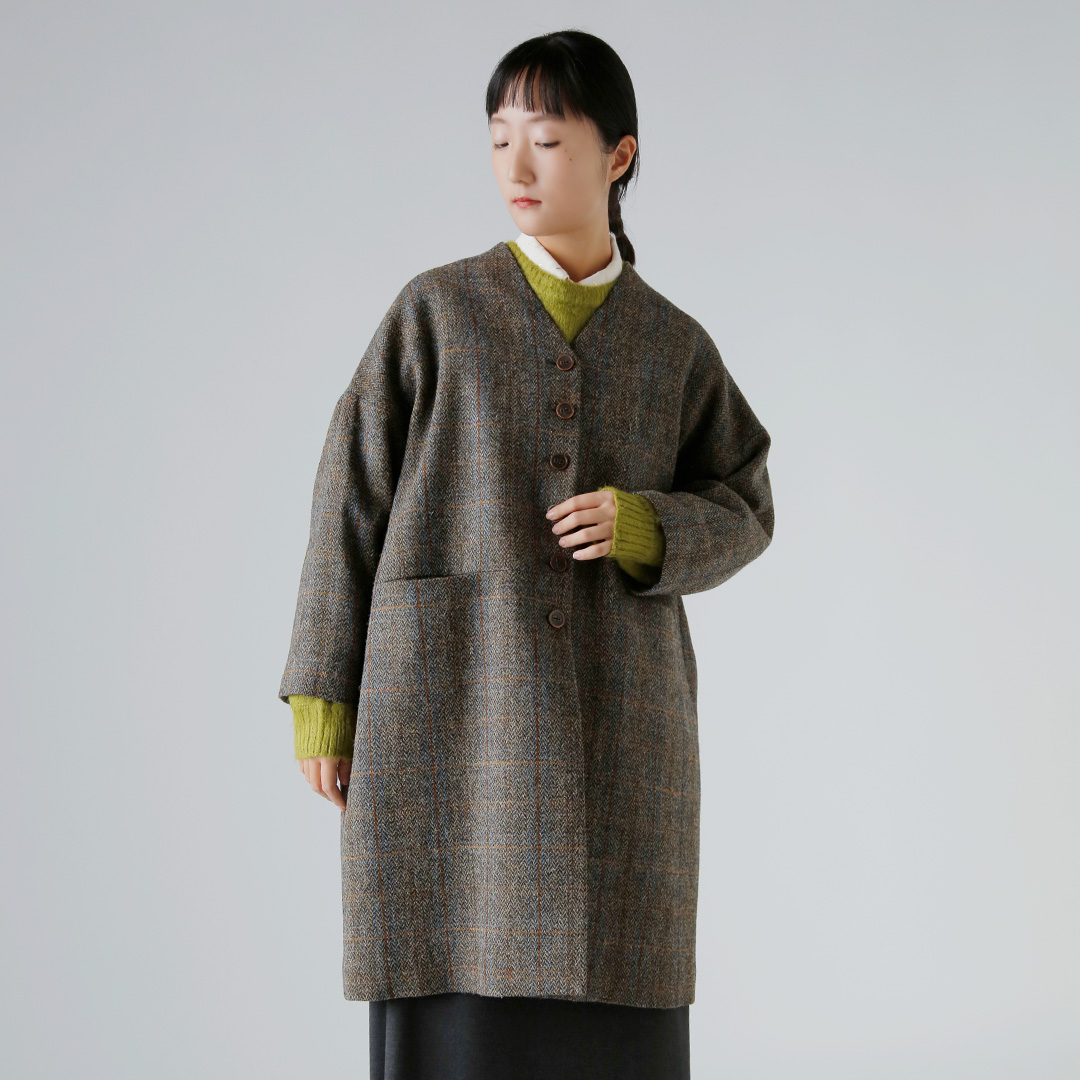atelier naruse ハリスツイード ウール コクーン コート