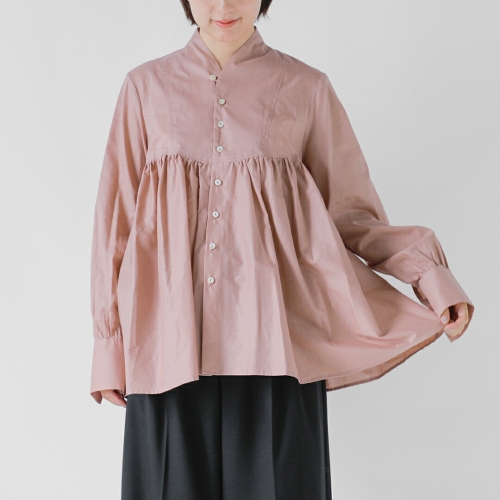 the last flower of the afternoon コットン ファネルネック シャツ 静寂の欠片 Funnel neck shirt