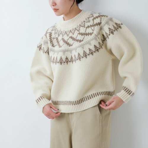 UNDYED ペルーハイランドウール クルーネック ノルディック ニット プルオーバー NORDIC KNIT CREW