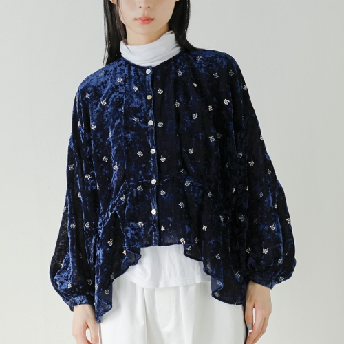 kijinokanosei 刺繍 ギャザー ブラウス 音粒 ototsubu