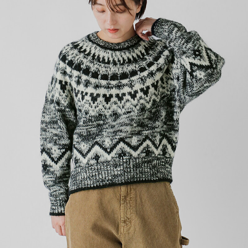 BATONER ウール モヘア アルパカ ノルディック クルーネック ニット プルオーバー MOHAIR NORDIC CREW NECK