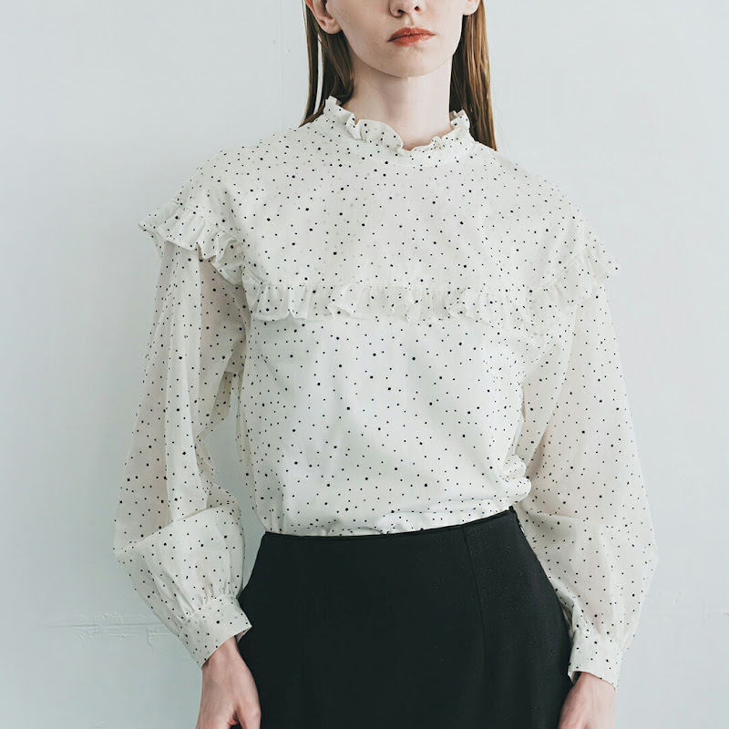 whyto �z���C�g  �t���b�L�[�h�b�g �t�����J���[ �u���E�X dot frill collar blouse wht25fbl4084  2026ss�V�� �t��