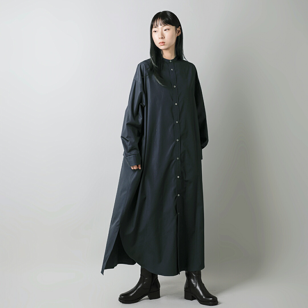 graphpaper �O���t�y�[�p�[  �R�b�g�� �o���h�J���[ �V���c�����s�[�X High Count Broad Oversized Band Collar Shirt Dress gl261-60036b  2026ss