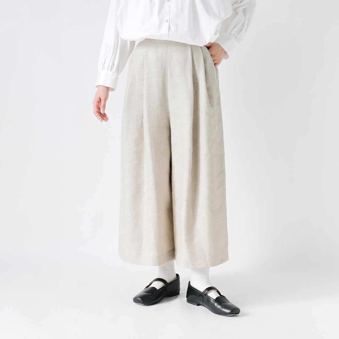 SI-HIRAI グリッターリネン アンクル ワイド パンツ 春夏