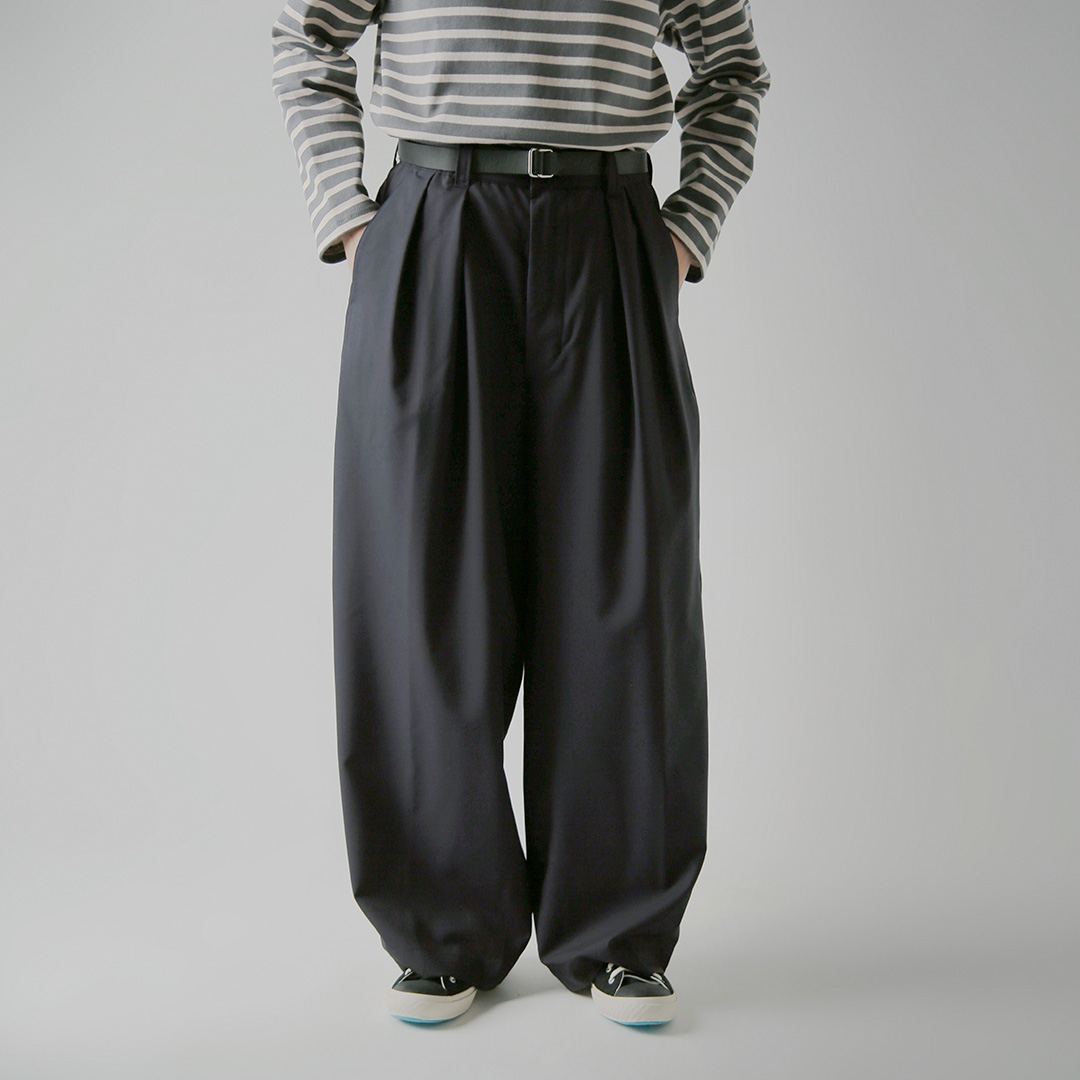 TOUJOURS トロピカルウール パンツ 2 In-pleat Baggy Pants