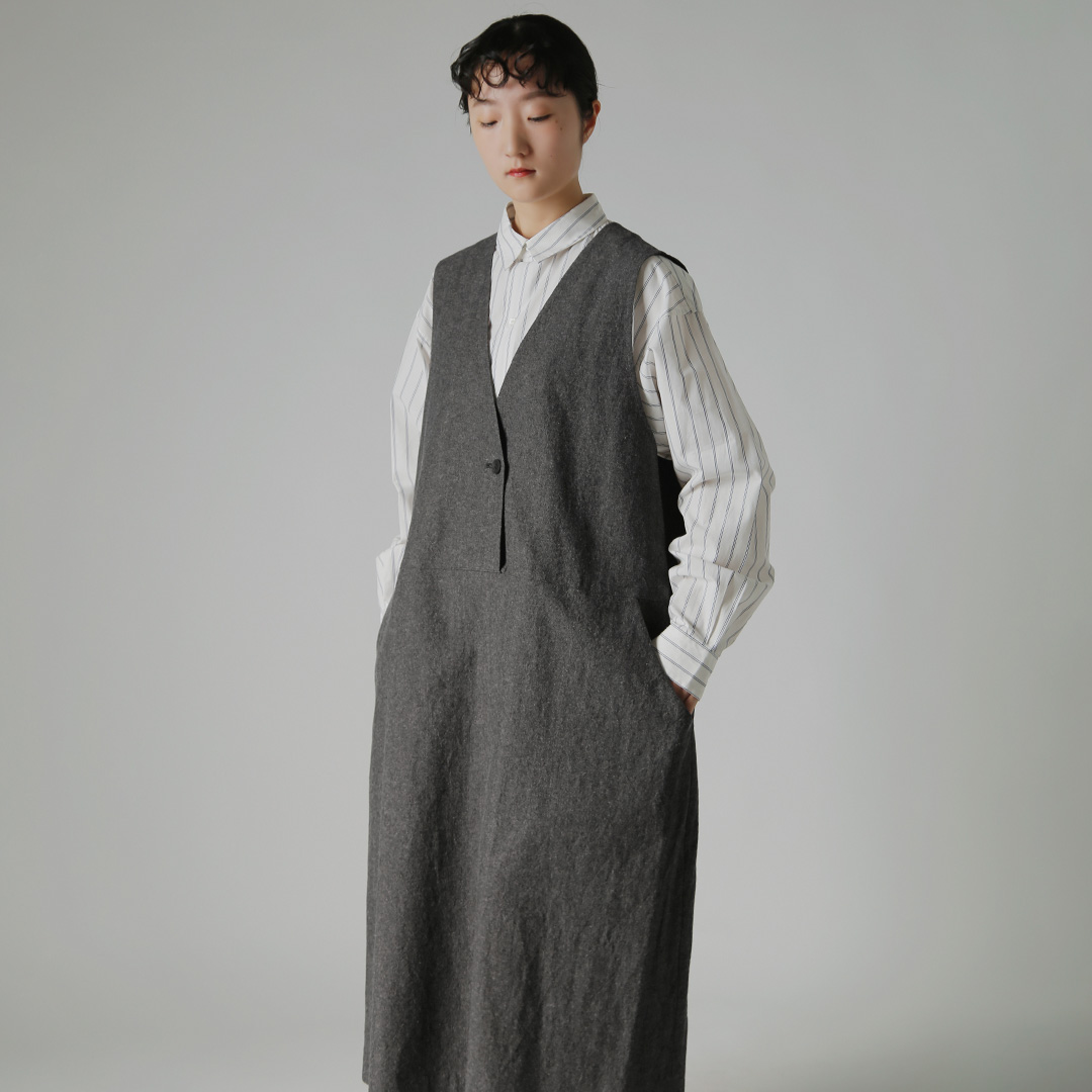 atelier naruse コットン リネン スラブ ジャンパー スカート 春夏