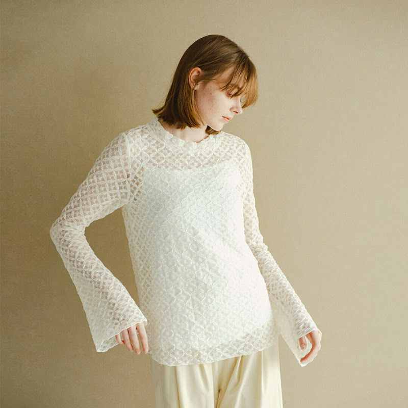 whyto フレアスリーブ レース ブラウス flare sleeve lace blouse