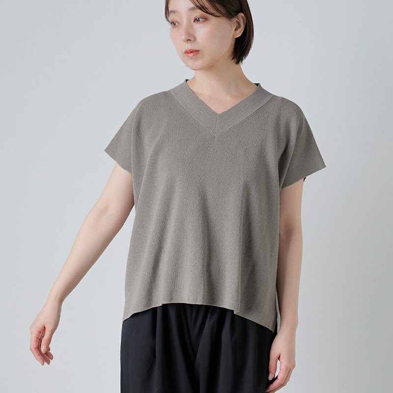 evam eva コットン ラミー ネック ベスト