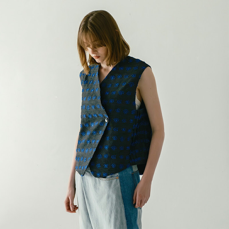 whyto ジャガード アシンメトリー ベスト jacquard asymmetry vest