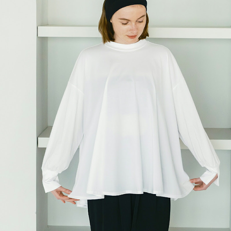 whyto ライン フレア ロングスリーブ シャツ A line flare tee