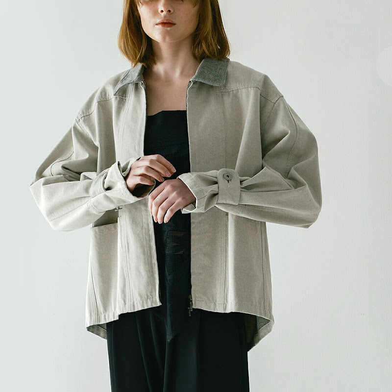 whyto コットンデニム ダブルジップ ジャケット denim zip jacket