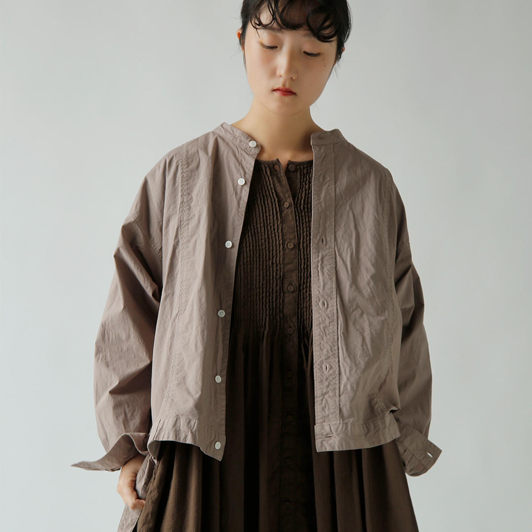 TOUJOURS �g�D�W���[  �K�[�����g�_�C �I�[�K�j�b�N�R�b�g�� �X�g���b�`�|�v���� �V���c �gSide String Blouson Shirt�h am44rs01