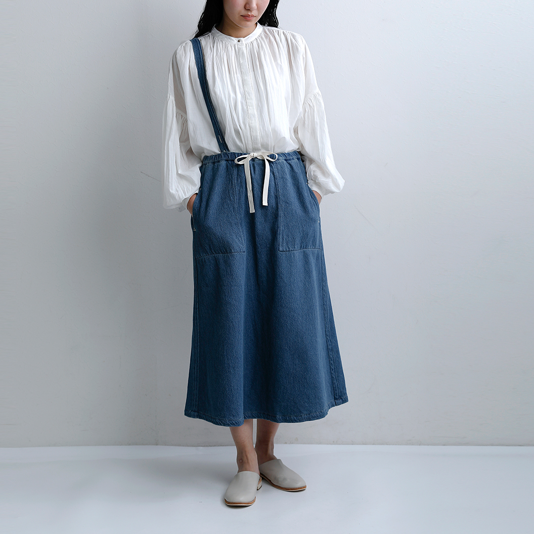 CLOLI デニム サスペンダー スカート