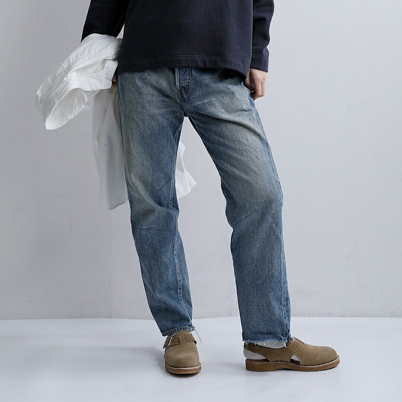 chimala セルビッチデニム ユーズド アンクルカット パンツ