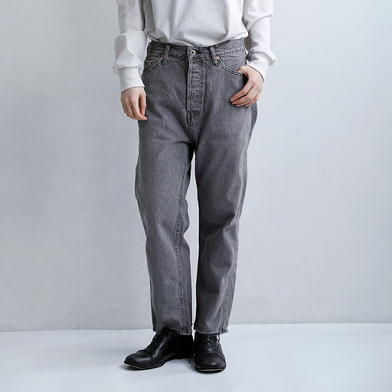 chimala ダブル幅 カラーデニム ワイド テーパード カット パンツ