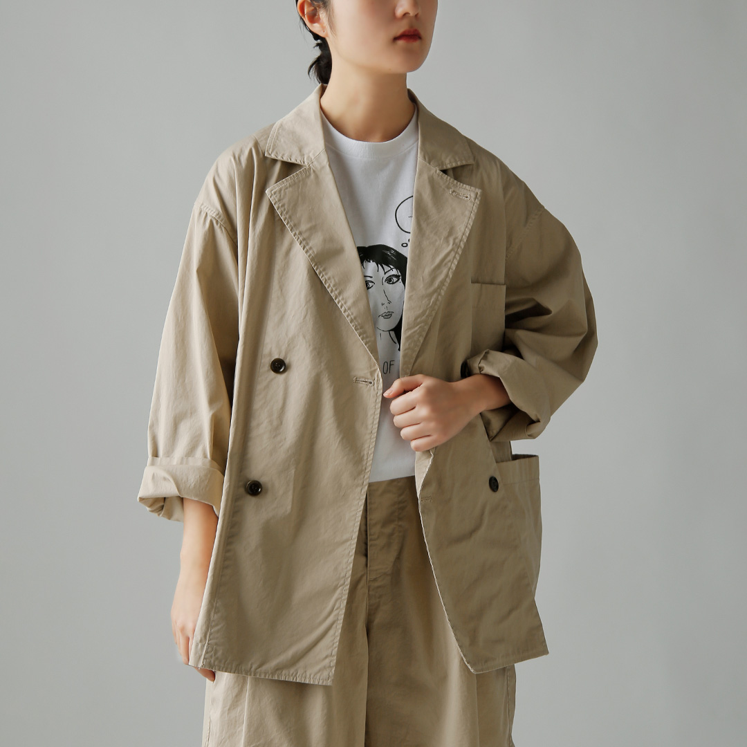 TOUJOURS �g�D�W���[  �K�[�����g�_�C�R�b�g�� �X�g���b�`�M���o�W�� �W���P�b�g �gDouble Breasted Sack Jacket�h am44fj02  �V�� 