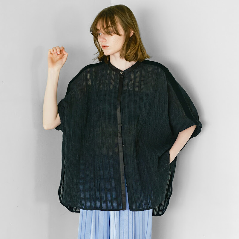 whyto ストライプ ワイド スクエア ブラウス wide square blouse