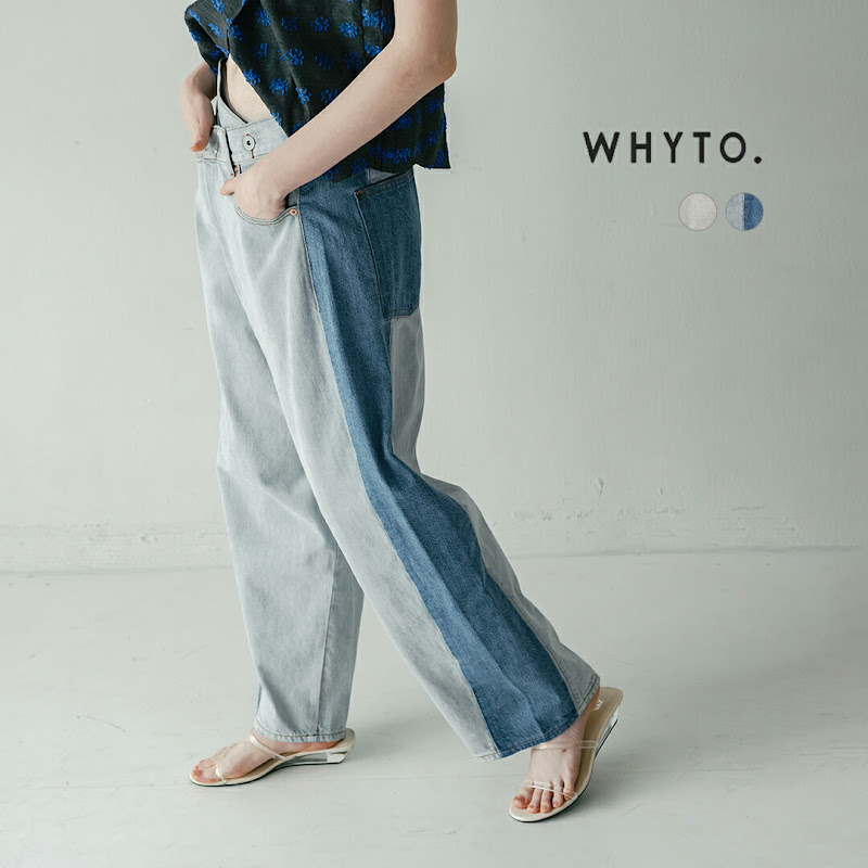 whyto �z���C�g  �A�V�����g���[ �^�b�N �f�j���p���c �gasymmetry tuck denim�h wht26hpt4068  �V�� wht26hpt4068-whyto�y�T�C�Y�������񖳗��z