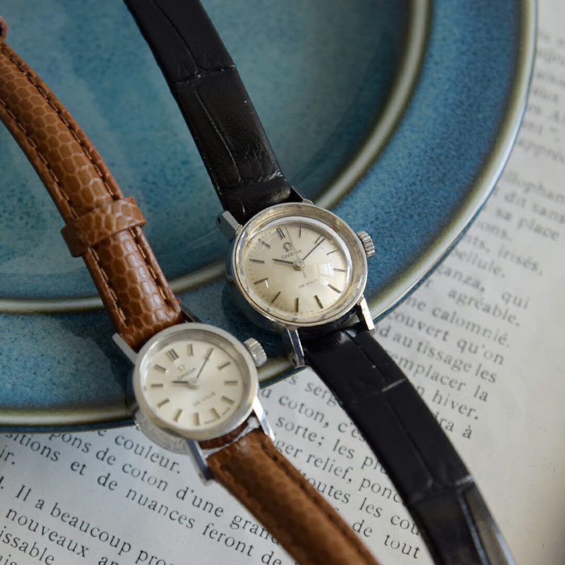 OMEGA カウレザー 型押しベルト ステンレス ヴィンテージ ウォッチ