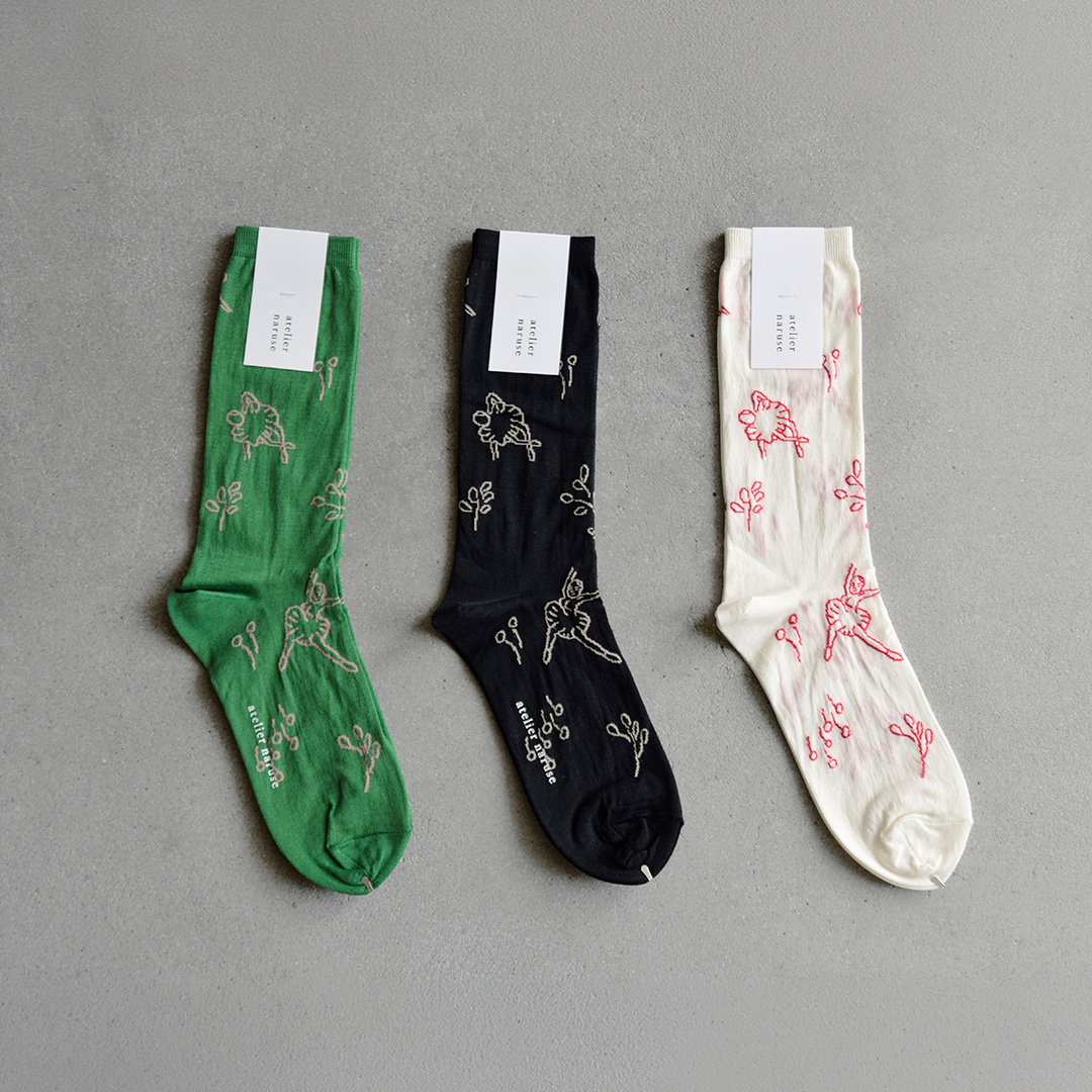 atelier naruse コットン ミドル ソックス 靴下 ballerina