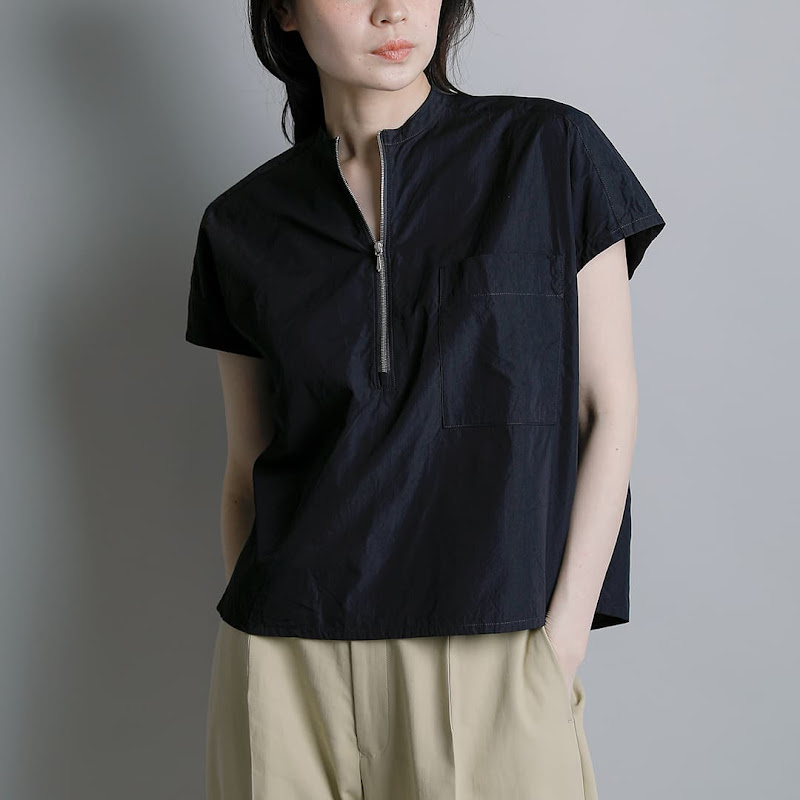 YLEVE �C���[��  �R�b�g�� �n�[�t�W�b�v�V���c COTTON CUPRA HALF ZIP SH 168-6150084  �V��