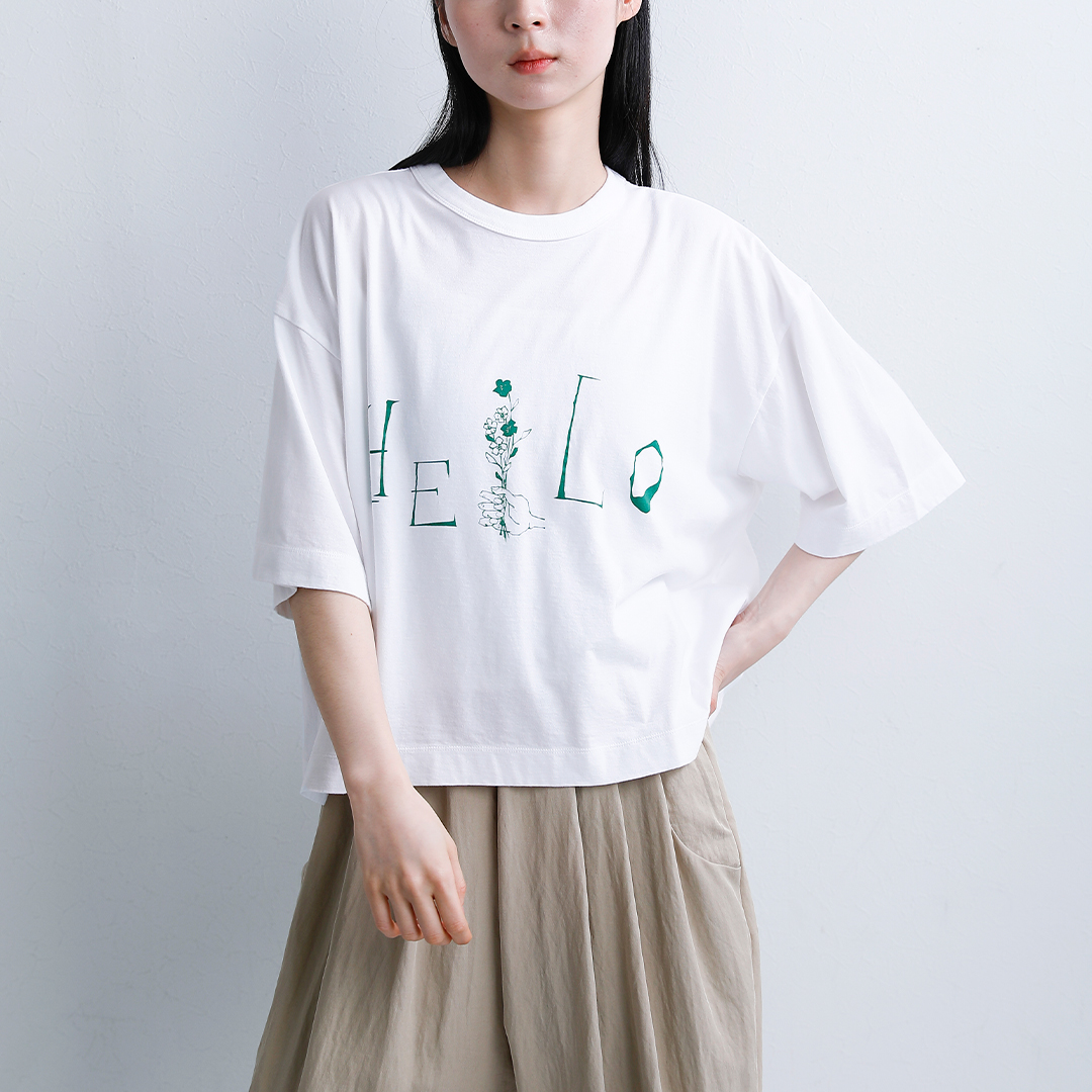 CLOLI コットン プリント 半袖シャツ