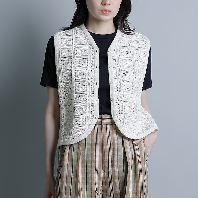 BATONER グラッシーレース オープン ベスト GRASSY LACE OPEN VEST