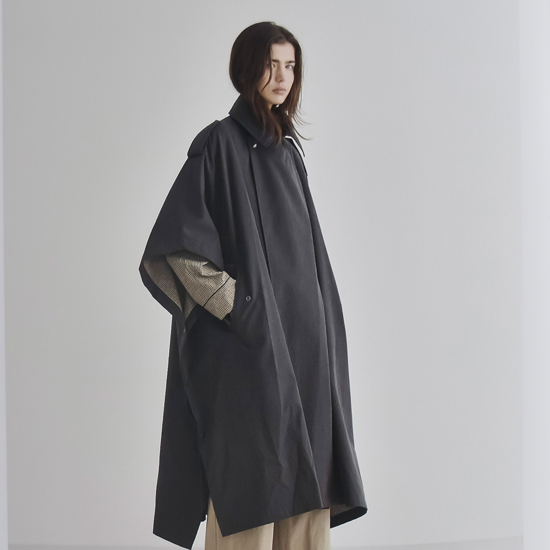 TOUJOURS �g�D�W���[  �E�H�b�V���h�s�[�` �R�b�g���i�C�����c�C�� �R�[�g Military Poncho Coat ym45jc01  2026aw�V��