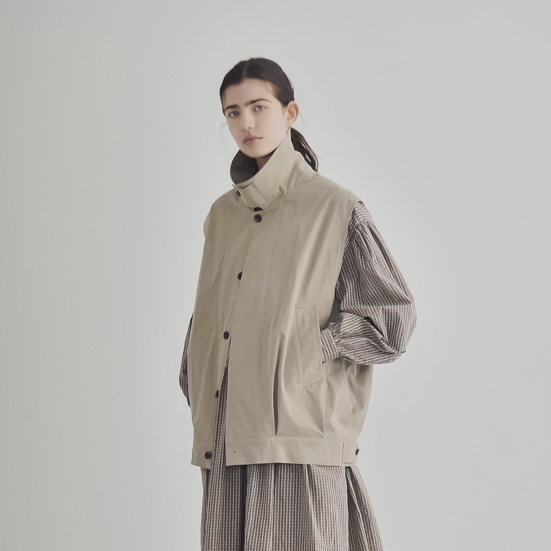 TOUJOURS �g�D�W���[  �E�H�b�V���h�s�[�` �R�b�g���i�C�����c�C�� �x�X�g Oversize Harrington Vest ym45jv03  2026aw�V��