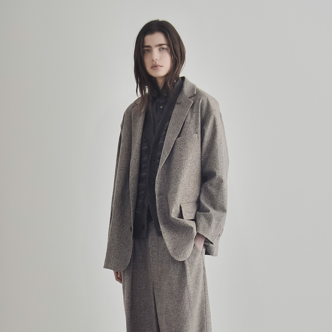 TOUJOURS �g�D�W���[  �o�[�W���E�[�� �t�@�W�[�`�F�b�N �_�u���W���P�b�g Double Breasted Jacket ym45nj01  2026aw�V�� �y�T�C�Y�E�J���[�������񖳗��z