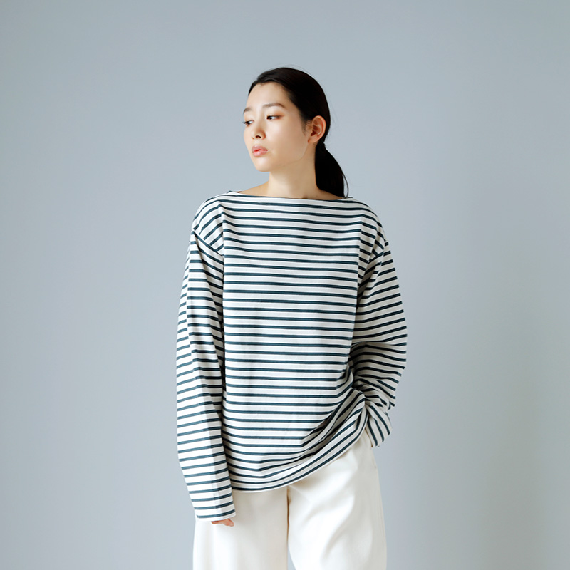 LENO(リノ)<br />オリジナルラッセル編みコットンボーダーバスクシャツ h2201-cs002☆3