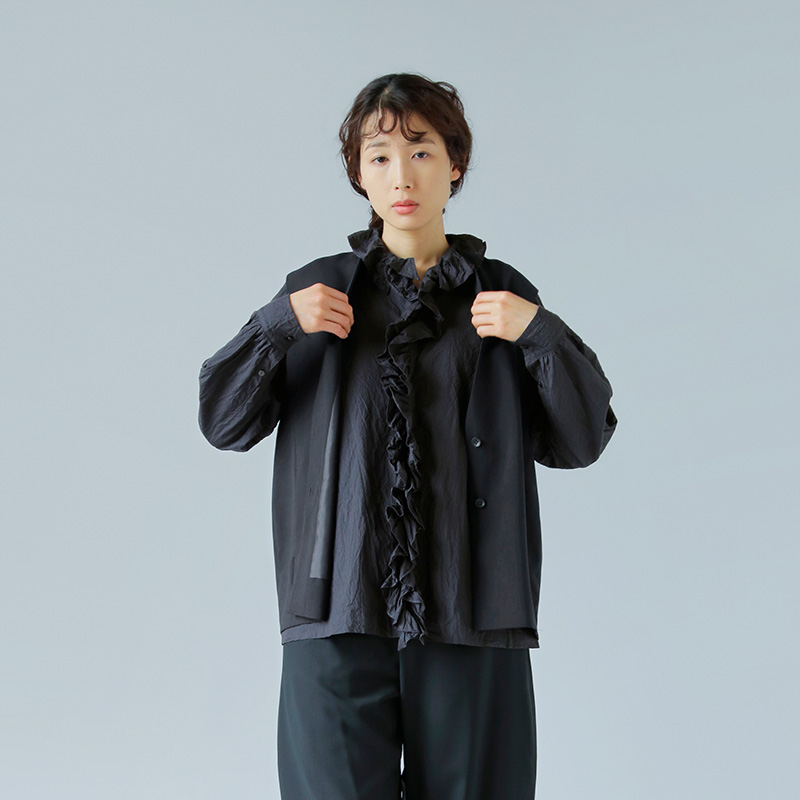 【Paratiisi】18AW JAQUARD GATHERED BLOUSON