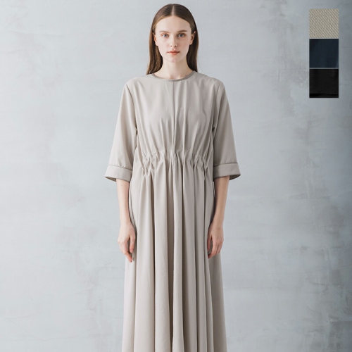 whyto ホワイト <br>デザイン タック ノーカラー ドレス “DESIGN TACK DRESS” wht24hop4044-mn