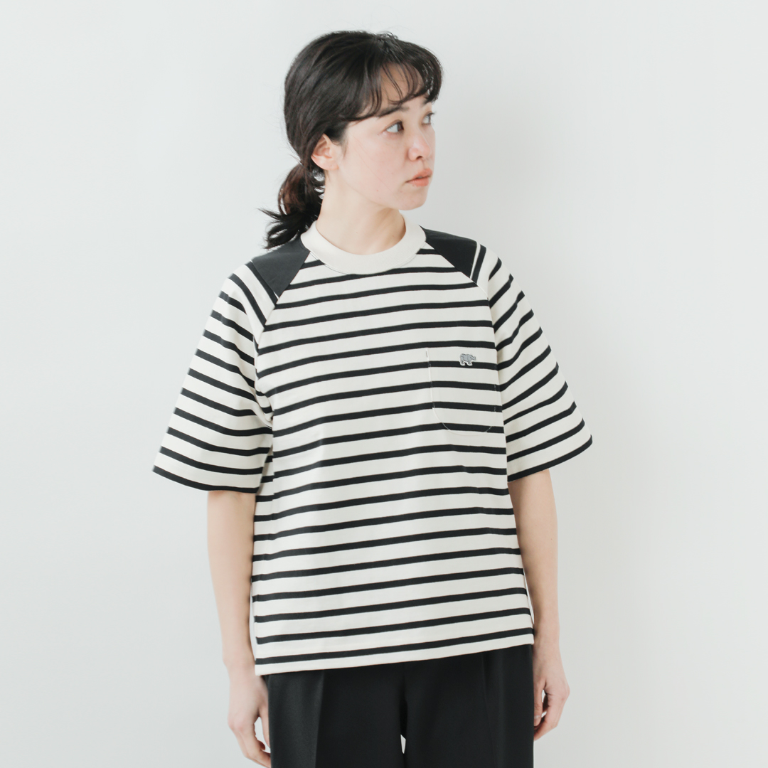 SCYE BASICS TCx[VbNX <br>Rbg W[W[ {[_[ TVc gStriped Cotton Jersey Paneled T-Shirth 5724-21715-fn