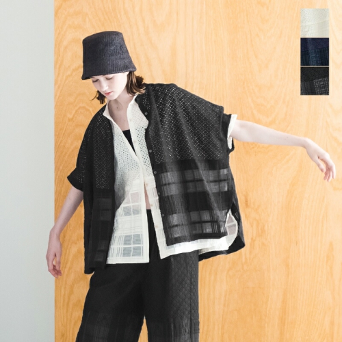 whyto zCg <br>[X Rrl[V uEX gLACE CONBINATION BLOUSEh wht24hbl4043-yo