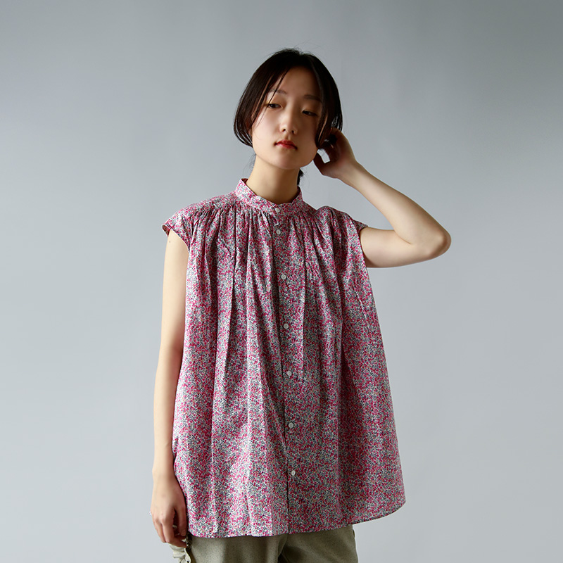 TOUJOURS gDW[ <br>oeB x[ t[ vg Rbg Vc gPleated Sleeveless Long Shirth ym40us02