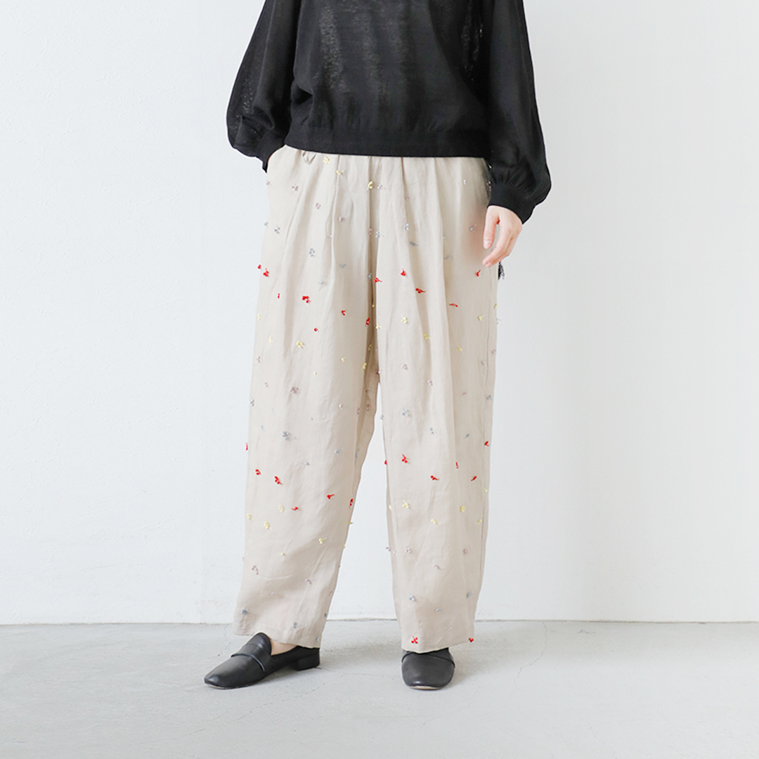 kijinokanosei <br>ラミー 刺繍 タック パンツ “さくらんぼ sakuranbo” 
