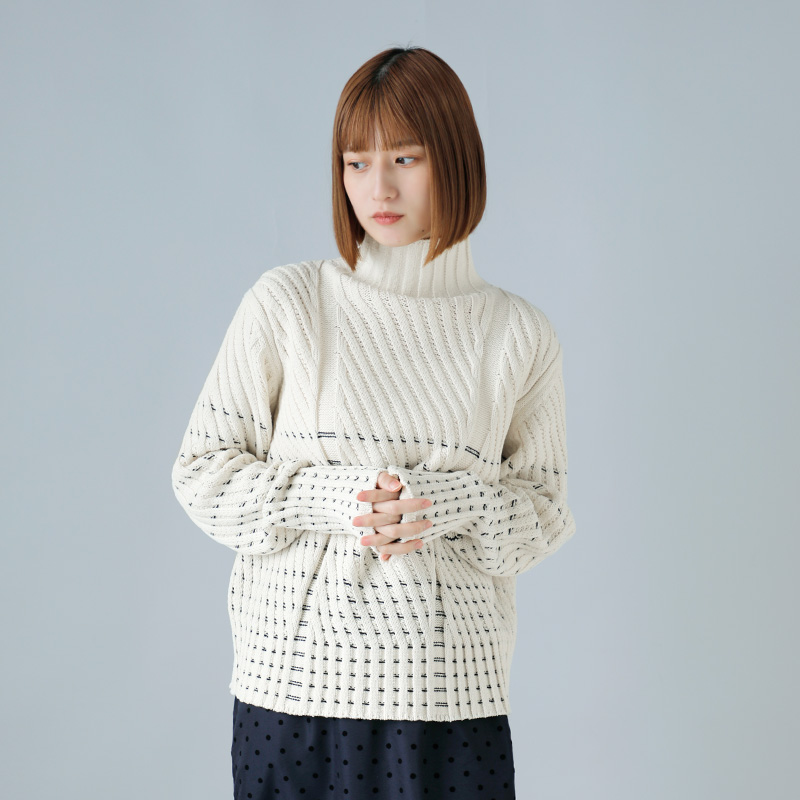 ONICA IjJ <br>GA[ Rbg ^[glbN jbg vI[o[ gAiry Cotton Turtleneck Jumperh oni048