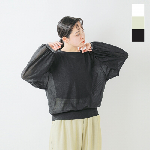 whyto zCg VA[ {[X[u uEX gsheer volume sleeves blouseh wht25hbl4060-yo  